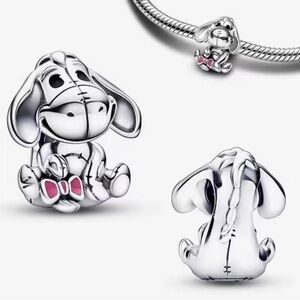 Eeyore Sterling Silver Charm with Pink Bow